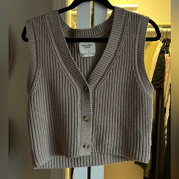 Abercrombie & Fitch Sweaters - Abercrombie & Fitch Women's Taupe V-Neck Sweater Vest